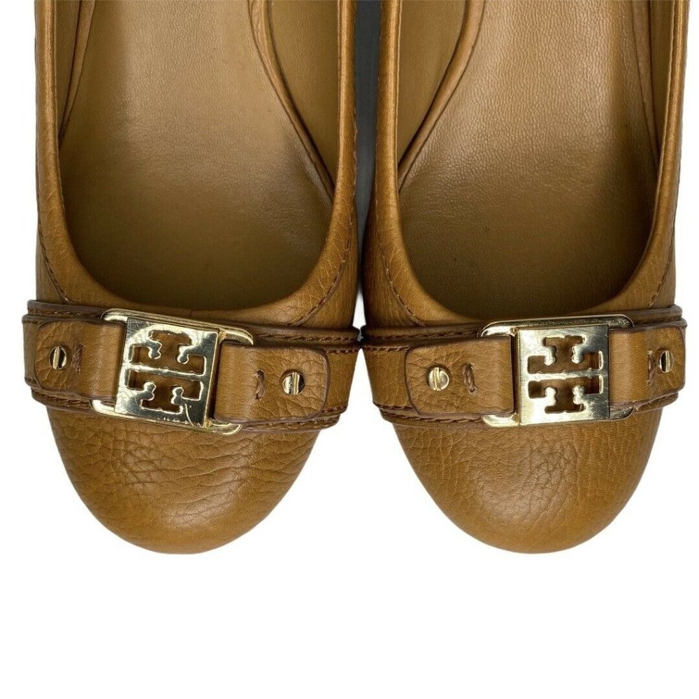 Tory Burch Ambrose Wedge Wood Heel Royal Tan - Picture 8 of 9